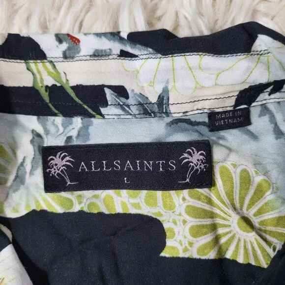 ALLSAINTS Soaring Short Sleeve Shirt Nature Praint | Size Large - Picture 6 of 15